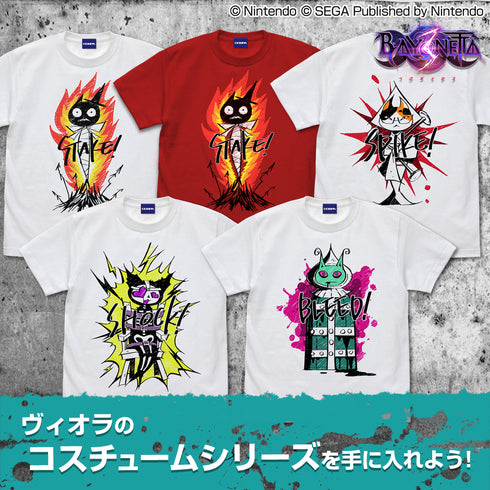 『ベヨネッタ3』Stake Cat Tシャツ(ラッキー・ステイクス 白/赤)WHITE