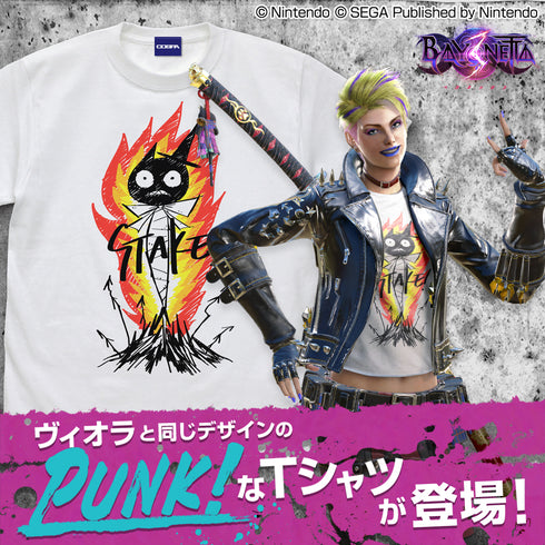 『ベヨネッタ3』Stake Cat Tシャツ(ラッキー・ステイクス 白/赤)WHITE