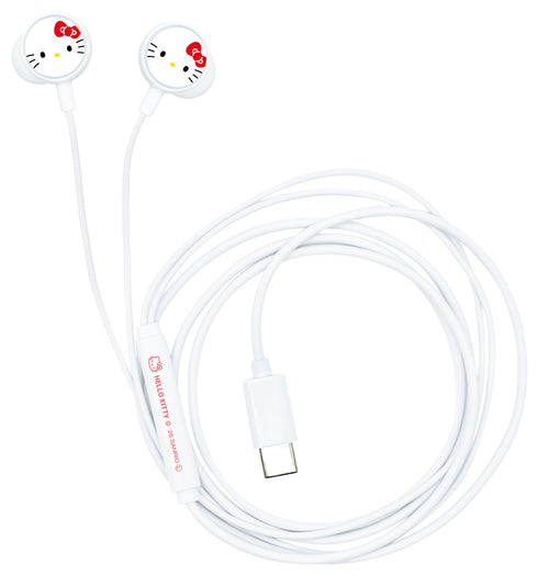 『サンリオキャラクターズ』リモコンマイク付きUSB Type-C ステレオイヤホン ハローキティ