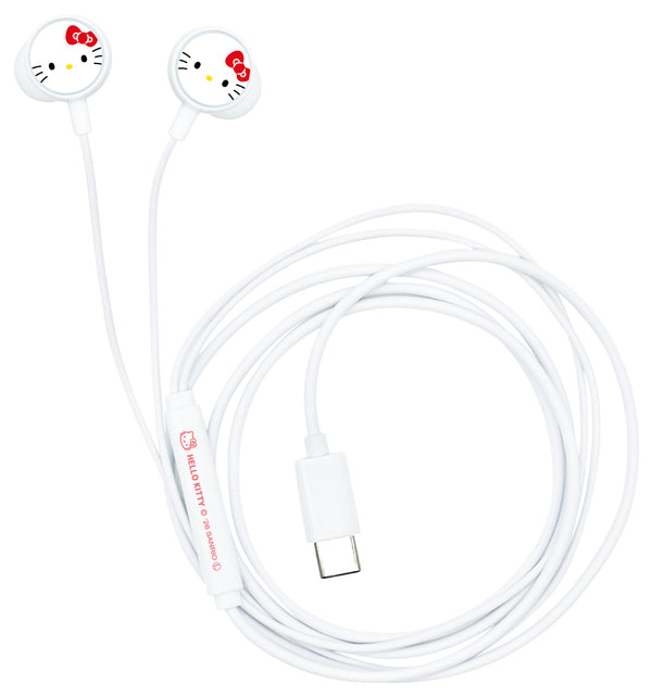 『サンリオキャラクターズ』リモコンマイク付きUSB Type-C ステレオイヤホン ハローキティ