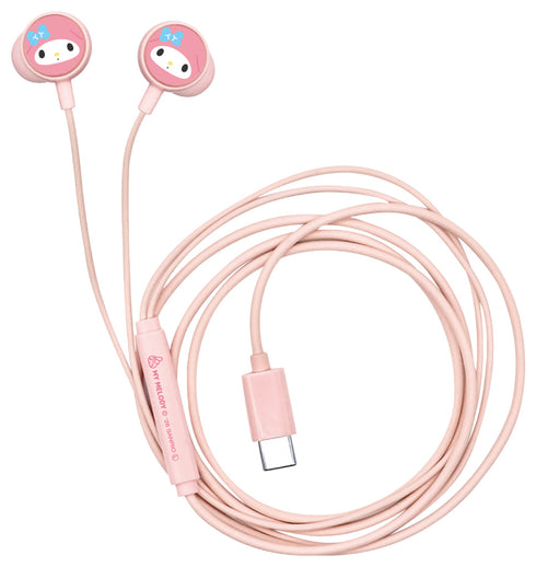『サンリオキャラクターズ』リモコンマイク付きUSB Type-C ステレオイヤホン マイメロディ