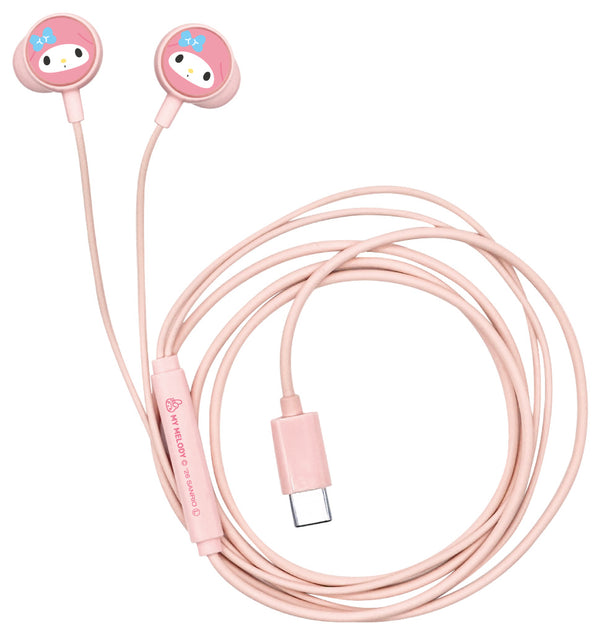 『サンリオキャラクターズ』リモコンマイク付きUSB Type-C ステレオイヤホン マイメロディ