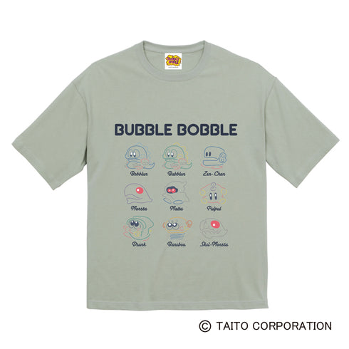 『バブルボブル』ビッグシルエットTシャツ セージグリーン