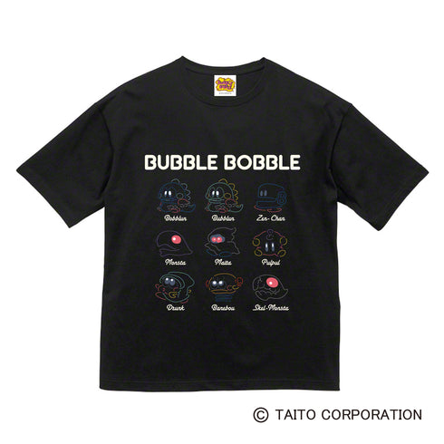 『バブルボブル』ビッグシルエットTシャツ ブラック