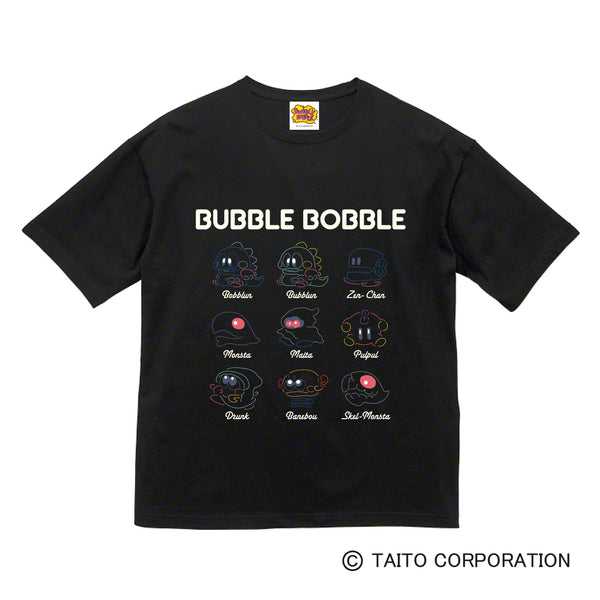 『バブルボブル』ビッグシルエットTシャツ ブラック