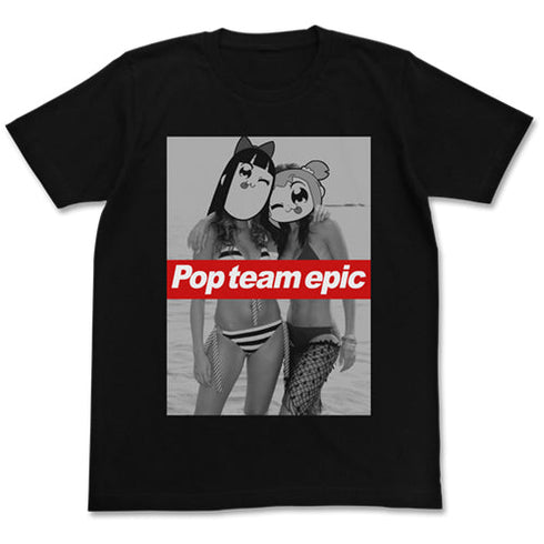 『ポプテピピック』ポプ子&ピピ美 水着Ver. Tシャツ BLACK【202406再販】