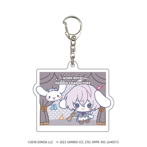 『ウインドボーイズ!×サンリオキャラクターズ』アクリルキーホルダー 01/飯塚ミナト×シナモロール(ミニキャライラスト)