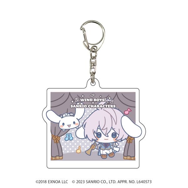 『ウインドボーイズ!×サンリオキャラクターズ』アクリルキーホルダー 01/飯塚ミナト×シナモロール(ミニキャライラスト)