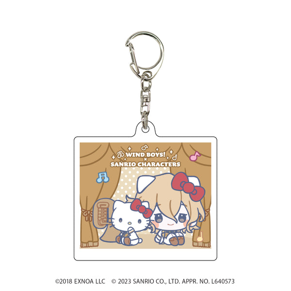 『ウインドボーイズ!×サンリオキャラクターズ』アクリルキーホルダー 05/花城芹弥×ハローキティ(ミニキャライラスト)