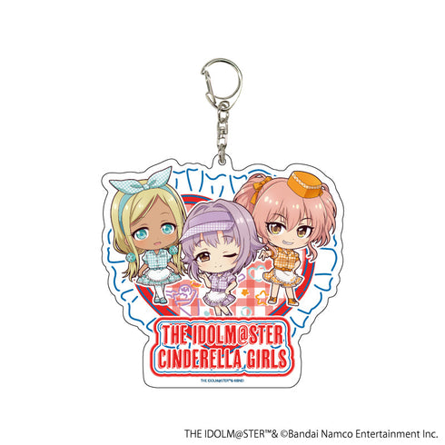 『アイドルマスター シンデレラガールズ』デカアクリルキーホルダー01/輿水幸子&ライラ&城ヶ崎美嘉 クレープ屋ver.(ミニキャライラスト)