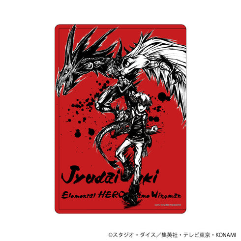 『遊☆戯☆王デュエルモンスターズGX』キャラクリアケース08/遊城十代&E・HERO フレイム・ウィングマン(墨絵イラスト)