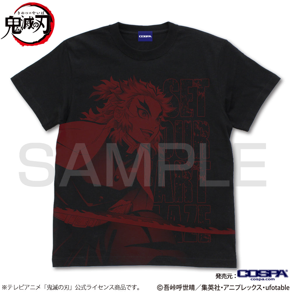 鬼滅の刃』煉獄杏寿郎 オールプリントTシャツ/BLACK【202405再販 