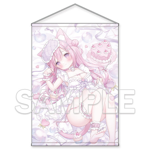 『おもちもなか描き下ろし』ドキドキ♡無防備な猫耳ちゃんタペストリー【B1】