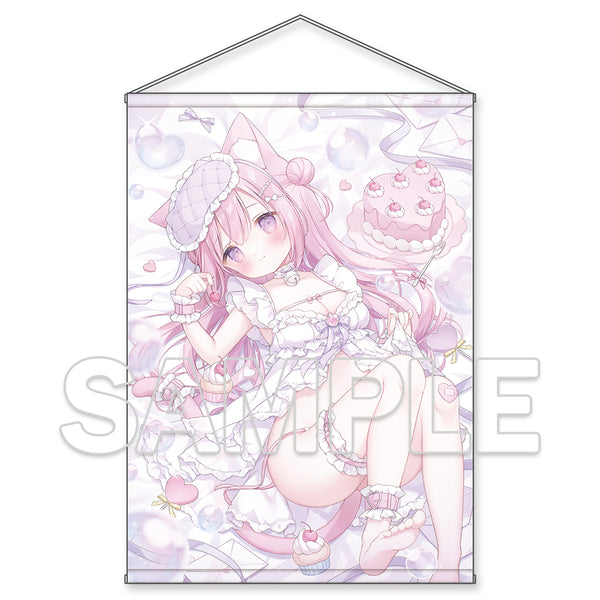 『おもちもなか描き下ろし』ドキドキ♡無防備な猫耳ちゃんタペストリー【B1】