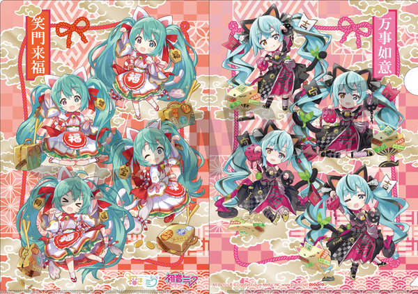 『初音ミク×招き猫』笑福クリアファイル Art by らっす