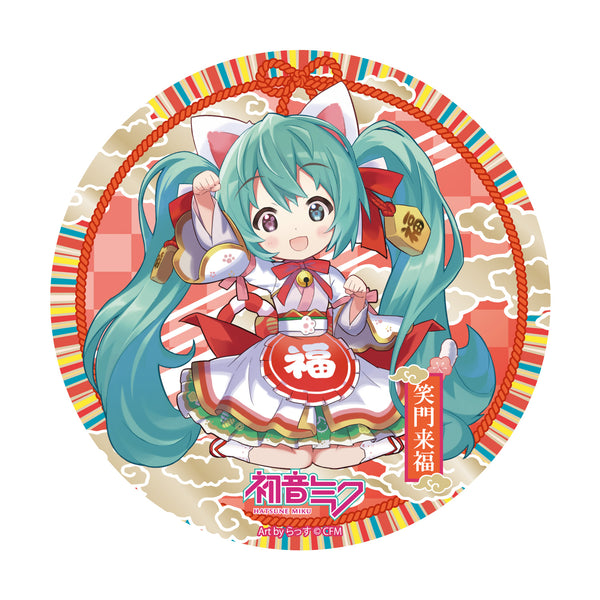 『初音ミク×招き猫』招福大缶バッジスタンド Art by らっす 白猫