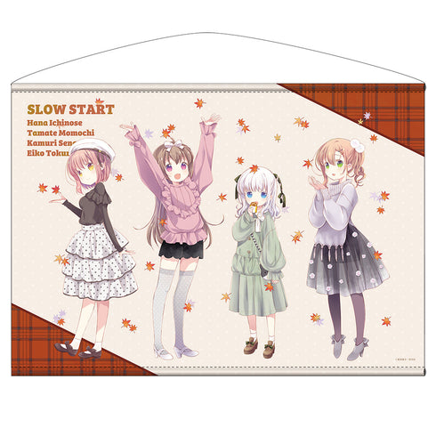 『スロウスタート』花名&たまて&栄依子&冠 横型B2タペストリー 秋の私服Ver.
