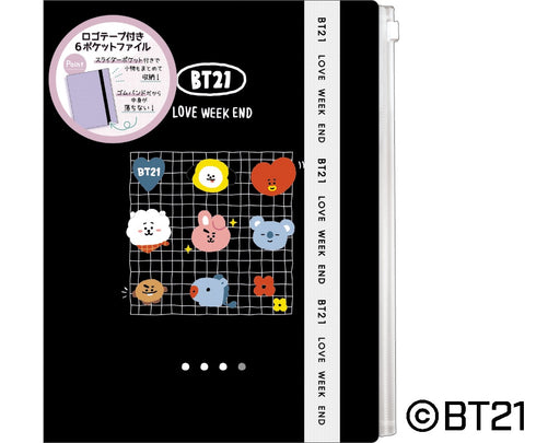 『BT21』ロゴテープ付 6Pクリアファイル/ブラック