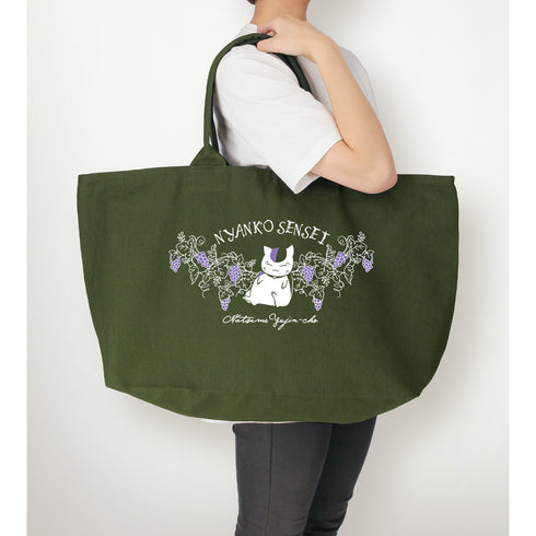 "Natsume's Book of Friends" Nyanko-sensei BIG Zip Tote Bag - Grape