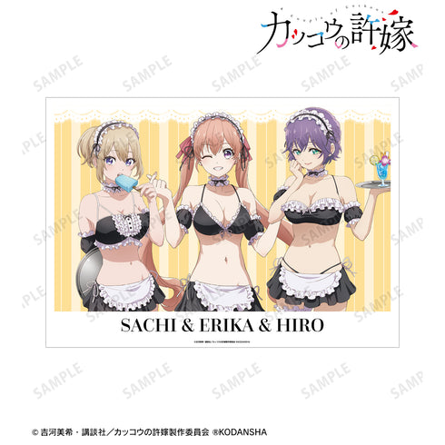 『カッコウの許嫁』描き下ろしイラスト 集合 水着メイドver. A3マット加工ポスター