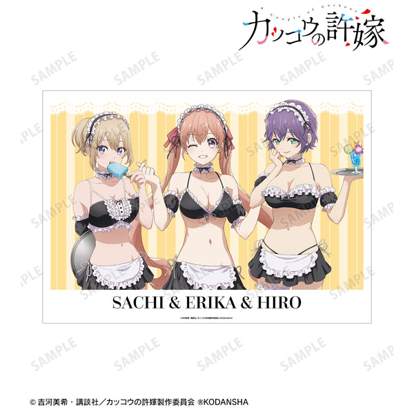 『カッコウの許嫁』描き下ろしイラスト 集合 水着メイドver. A3マット加工ポスター