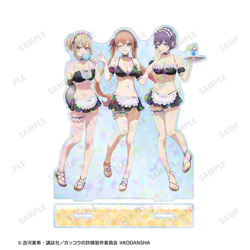 『カッコウの許嫁』描き下ろしイラスト 集合 水着メイドver. ホログラムBIGアクリルスタンド