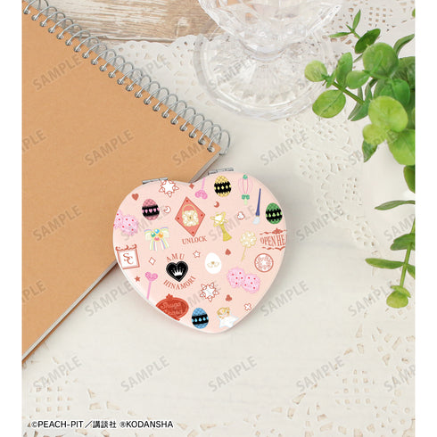 『しゅごキャラ!』モチーフ柄 ハート型折りたたみミラー ピンク