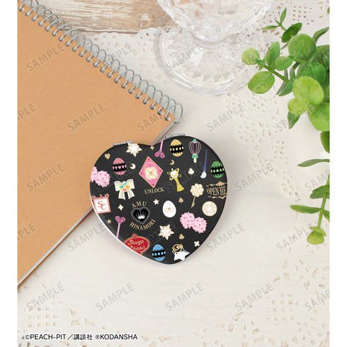 『しゅごキャラ!』モチーフ柄 ハート型折りたたみミラー ブラック