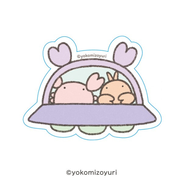 なんでもいきもの ダイカットステッカー ミニ / カニとエビ UFO