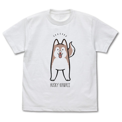 『ハマジ』ハスキー KAWAII Tシャツ / レッド&ホワイト