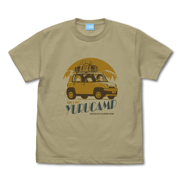 『ゆるキャン△』ゆるキャン△カー Tシャツ 鳥羽先生&千明&あおい Ver2.0/SAND KHAKI