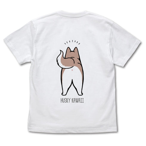 『ハマジ』ハスキー KAWAII Tシャツ / レッド&ホワイト