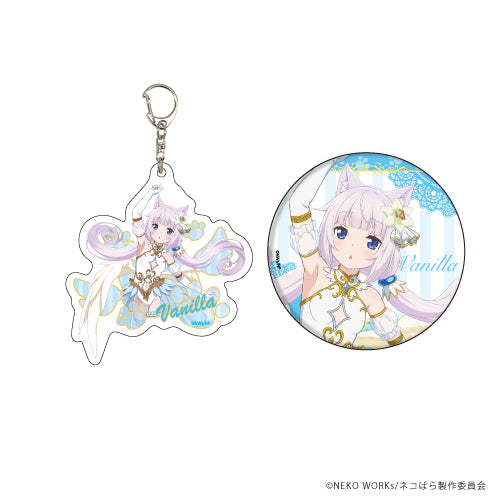 『ネコぱら』アクリルキーホルダー&缶バッジセット 02/バニラ 天使ver.(描き下ろし)