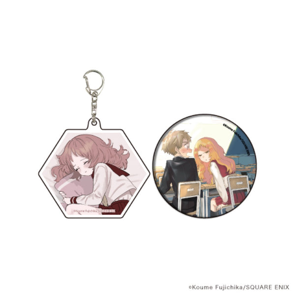 「好きな子がめがねを忘れた」アクリルキーホルダー&缶バッジセット01/まくら&教室