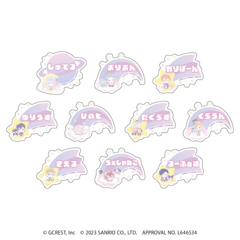 『夢王国と眠れる100人の王子様×サンリオキャラクターズ』おなまえプレートバッジ 01/ブラインド(全10種)(ミニキャライラスト)