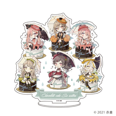 「チョコケーキ6姉妹」キャラアクリルフィギュア 01/梅雨ver. 集合デザイン(描き下ろし)
