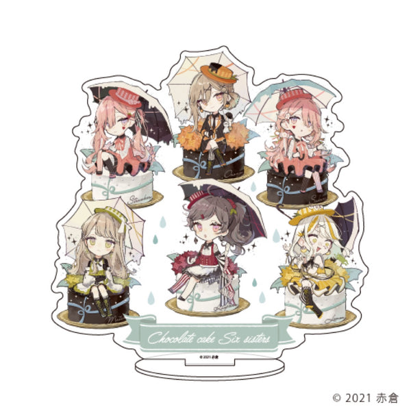 「チョコケーキ6姉妹」キャラアクリルフィギュア 01/梅雨ver. 集合デザイン(描き下ろし)