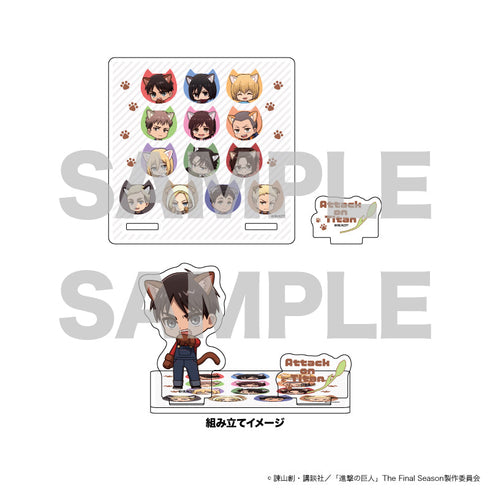 "Attack on Titan" Acrylic Coaster Stand 06 / Cat Version: Group Design (Mini Character Illustration)