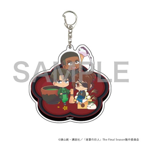 『進撃の巨人』デカアクリルキーホルダー 11 / 和菓子ver. リヴァイ&ハンジ&オニャンコポン (ミニキャラ)