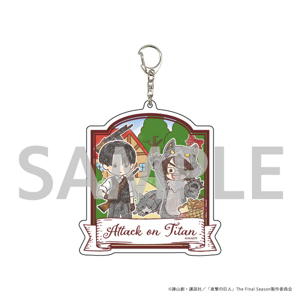 "Attack on Titan" Large Acrylic Keychain 15 / Fairy Tale Ver. Levi & Hanji (Graph Art)