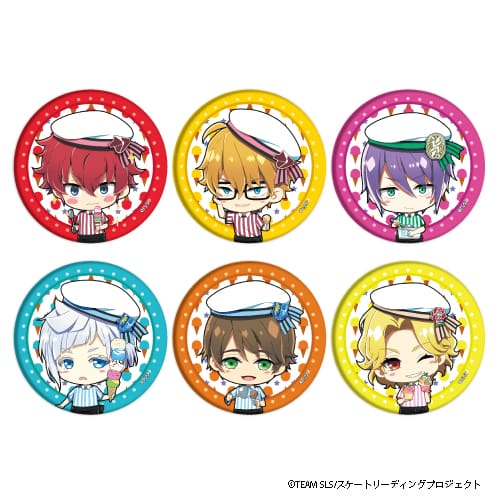 『スケートリーディング☆スターズ』缶バッジ 02 / アイスの日ver. (全6種)(ミニキャラ) BOX