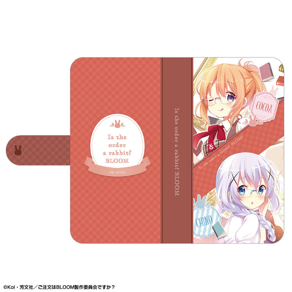『ご注文はうさぎですか? BLOOM』ブックスタイルスマホケース Lサイズ デザイン01(ココア&チノ)