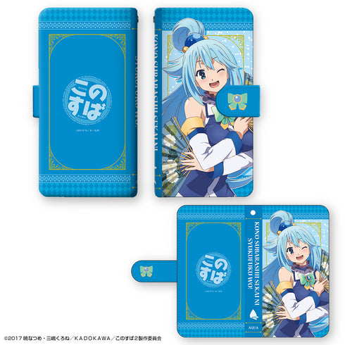『この素晴らしい世界に祝福を!2』ブックスタイルスマホケース Ver.2 Mサイズ デザイン01(アクア)