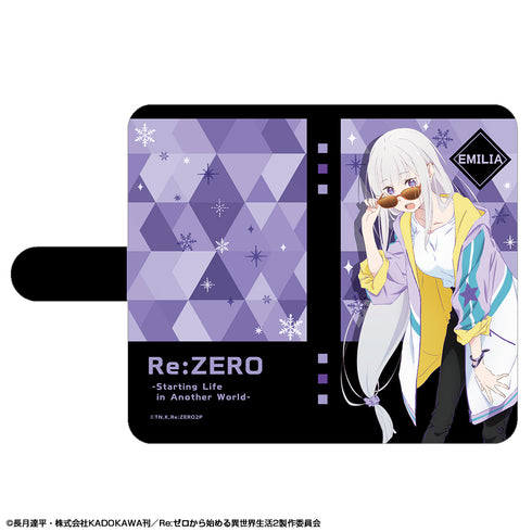 "Re:Zero - Starting Life in Another World" Book-Style Smartphone Case Ver. 2, Size M, Design 01 (Emilia)