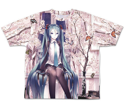『初音ミク』 初音ミク cherry blossoms 両面フルグラフィックTシャツ