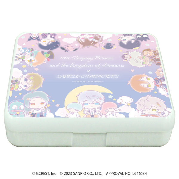 『夢王国と眠れる100人の王子様×サンリオキャラクターズ』小物ケース(ラムネ付き) 01/集合デザイン(ミニキャライラスト)