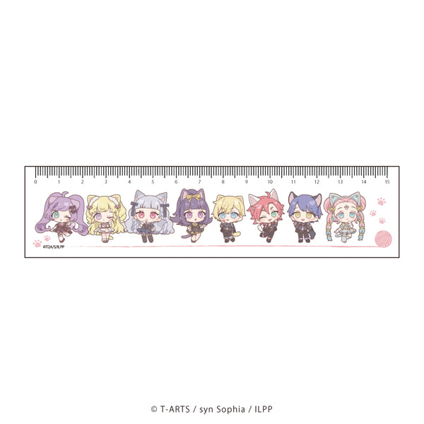 『アイドルランドプリパラ』定規15㎝ 01 整列デザイン 猫の日ver.(ミニキャライラスト)