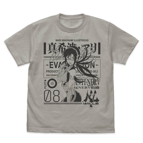 『エヴァンゲリオン』真希波・マリ・イラストリアス Tシャツ LIGHT GRAY