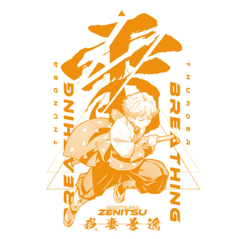 『鬼滅の刃』雷の呼吸 我妻善逸 Tシャツ WHITE