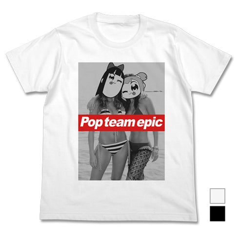 『ポプテピピック』ポプ子&ピピ美 水着Ver. Tシャツ WHITE